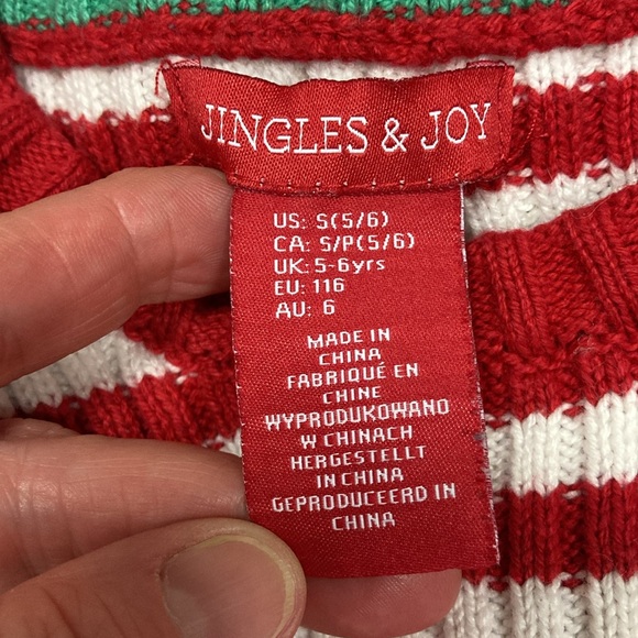Jingled & joy candy cane Stripes jingle bell elf sweater dress small 5/6 - Picture 6 of 6